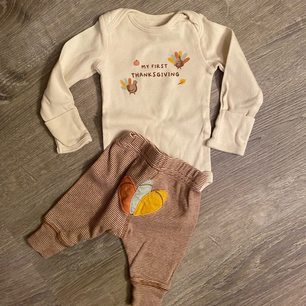 Carter's First Thanksgiving Newborn Outfit with Turkey Design